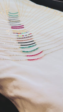 Tehani Gemstone Necklace collection — handmade dainty gemstone necklaces on 14k gold fill chain in 12+ colors, by Julie Mai on Kauai